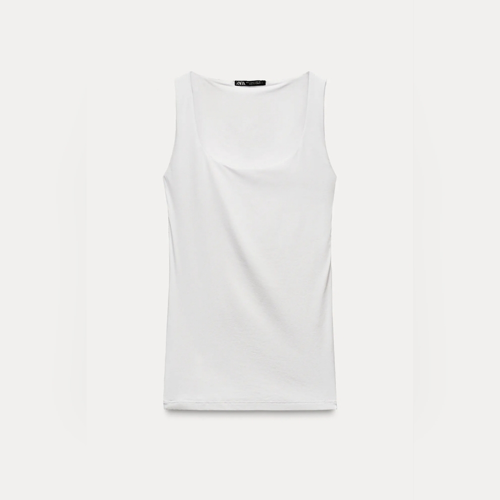 ZARA Wide Strep Polyamide Top (Size M)